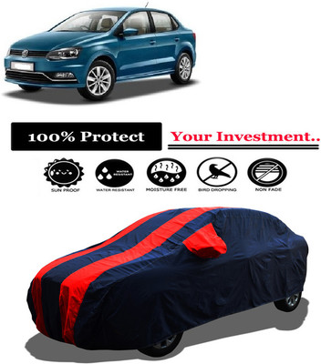 Amexride Car Cover For Volkswagen Ameo 1.5 TDI Trendline (With Mirror Pockets)(Red)