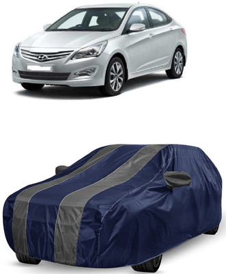 ANTOFY Car Cover For Hyundai Verna 1.6 VTVT SX Option (With Mirror Pockets)(Grey, Blue)