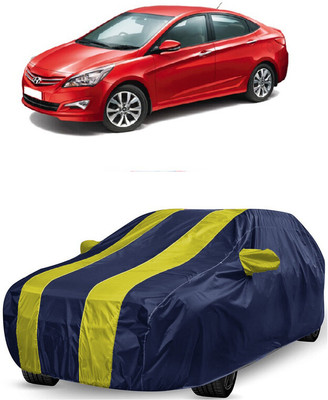ANTOFY Car Cover For Hyundai Verna Fluidic INHR (With Mirror Pockets)(Yellow, Blue)