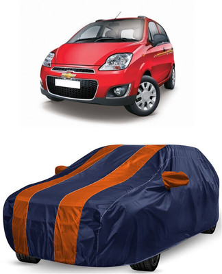 ANTOFY Car Cover For Chevrolet Spark (With Mirror Pockets)(Orange, Blue)