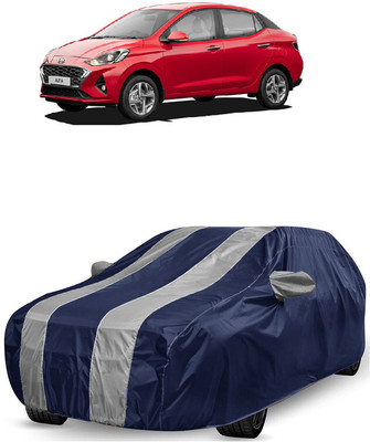 ANTOFY Car Cover For Hyundai Aura S AMT Petrol (With Mirror Pockets)(White, Blue)