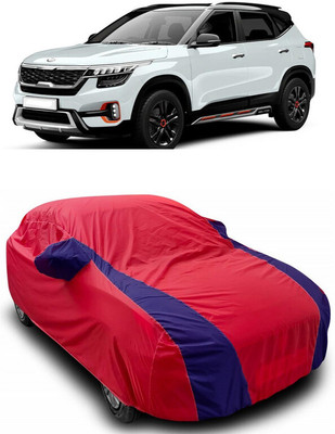ANTOFY Car Cover For Kia Seltos HTX 1.5 Dual Tone (With Mirror Pockets)(Red, Blue)