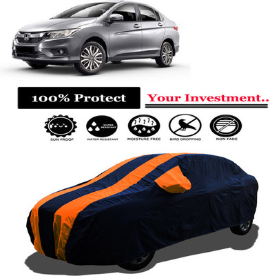 Amexride Car Cover For Honda City i-Dtec (With Mirror Pockets)(Orange)