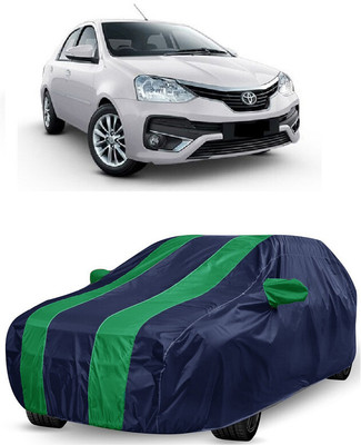 ANTOFY Car Cover For Toyota Etios V (With Mirror Pockets)(Green, Blue)