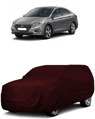 ANTOFY Car Cover For Hyundai Verna CRDi 1.6 SX Option (With Mirror Pockets)(Maroon)