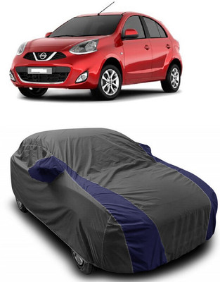 ANTOFY Car Cover For Nissan Micra XL Optional (With Mirror Pockets)(Grey, Blue)