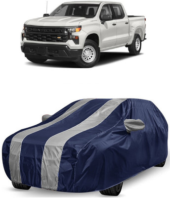ANTOFY Car Cover For Chevrolet Silverado 5.3L (With Mirror Pockets)(White, Blue)