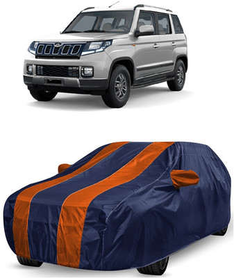 ANTOFY Car Cover For Mahindra TUV300 (With Mirror Pockets)(Orange, Blue)