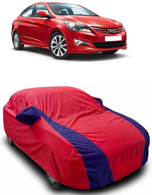 ANTOFY Car Cover For Hyundai Verna Fluidic DTHR (With Mirror Pockets)(Red, Blue)
