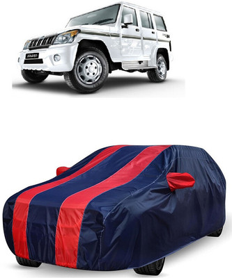 ANTOFY Car Cover For Mahindra Bolero LX 4WD NON AC BS3 (With Mirror Pockets)(Red, Blue)