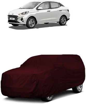 ANTOFY Car Cover For Hyundai Aura S CNG (With Mirror Pockets)(Maroon)