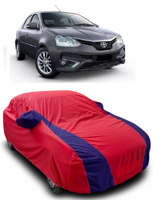 ANTOFY Car Cover For Toyota Platinum Etios 1.5 V (With Mirror Pockets)(Red, Blue)