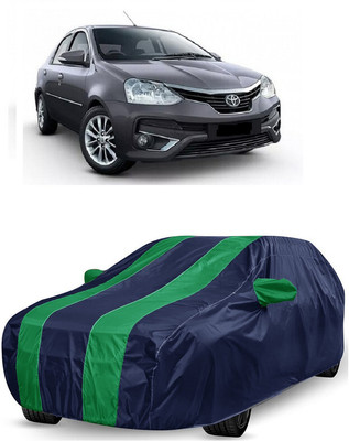 ANTOFY Car Cover For Toyota Platinum Etios 1.5 V (With Mirror Pockets)(Green, Blue)
