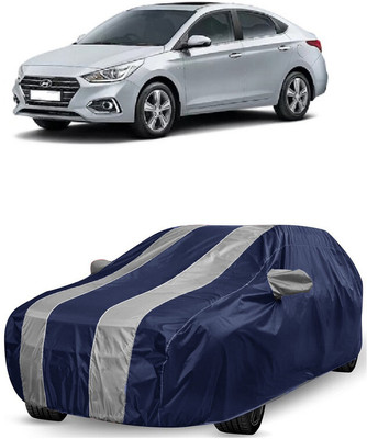 ANTOFY Car Cover For Hyundai Verna CRDi 1.6 AT SX Option Diesel (With Mirror Pockets)(White, Blue)