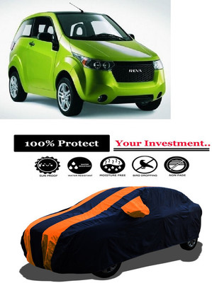 Amexride Car Cover For Mahindra Reva E-Spark (With Mirror Pockets)(Orange)