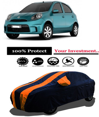 Amexride Car Cover For Nissan Micra Active XL Petrol (With Mirror Pockets)(Orange)