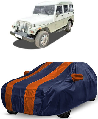 ANTOFY Car Cover For Mahindra Marshal (With Mirror Pockets)(Orange, Blue)