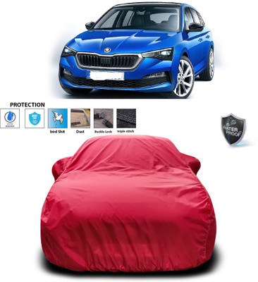 CODOKI Car Cover For Skoda Fabia (With Mirror Pockets)(Maroon)