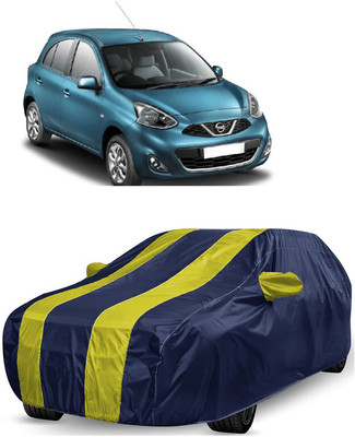 ANTOFY Car Cover For Nissan Micra INHR (With Mirror Pockets)(Yellow, Blue)