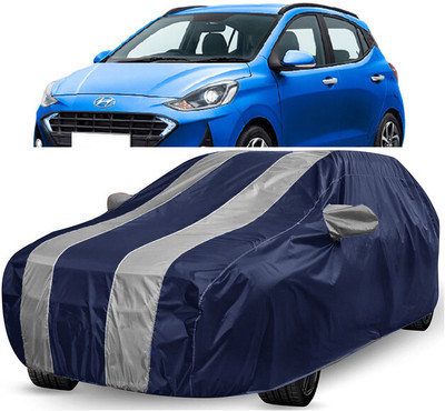 ANTOFY Car Cover For Hyundai Grand i10 (With Mirror Pockets)(White, Blue)