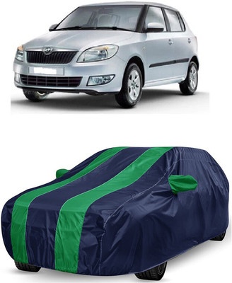 ANTOFY Car Cover For Skoda Fabia (With Mirror Pockets)(Green, Blue)