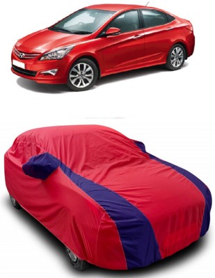 ANTOFY Car Cover For Hyundai Verna Fluidic INHR (With Mirror Pockets)(Red, Blue)