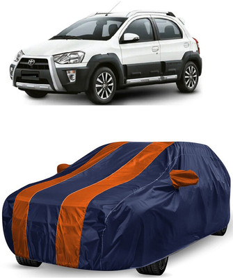 ANTOFY Car Cover For Toyota Etios Cross 1.4L VD Diesel (With Mirror Pockets)(Orange, Blue)