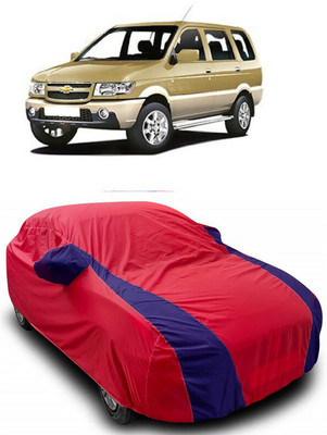 ANTOFY Car Cover For Chevrolet Tavera 7 STR (With Mirror Pockets)(Red, Blue)