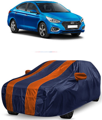 ANTOFY Car Cover For Hyundai Verna 1.6 VTVT AT SX (With Mirror Pockets)(Orange, Blue)