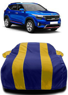 Autoprime Car Cover For Kia Seltos HTX 1.5 Diesel (With Mirror Pockets)(Yellow, Blue)