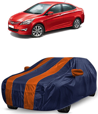 ANTOFY Car Cover For Hyundai Verna 1.6 CRDi AT S (With Mirror Pockets)(Orange, Blue)