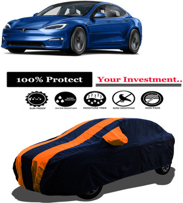 Amexride Car Cover For Tesla Model X Electric(Battery) (With Mirror Pockets)(Orange)