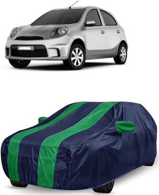 ANTOFY Car Cover For Nissan Micra Active (With Mirror Pockets)(Green, Blue)