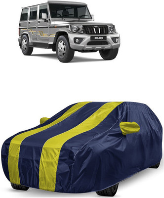 ANTOFY Car Cover For Mahindra Bolero (With Mirror Pockets)(Yellow, Blue)