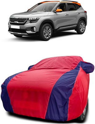 Autoprime Car Cover For Kia Seltos HTX 1.5 Diesel Dual Tone (With Mirror Pockets)(Red, Blue)