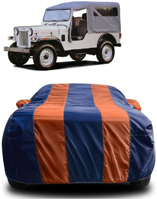 SUGASHRI Car Cover For Mahindra Commander 750 ST (With Mirror Pockets)(Orange, Blue)