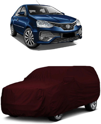 ANTOFY Car Cover For Toyota Platinum Etios VXD Limited Edition Disel (With Mirror Pockets)(Maroon)
