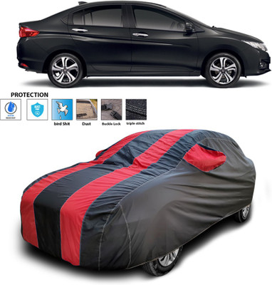GOSHIV-car and bike accessories Car Cover For Honda City i-Vtec (With Mirror Pockets)(Red)