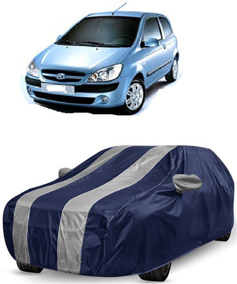 ANTOFY Car Cover For Hyundai Getz GLS (With Mirror Pockets)(White, Blue)