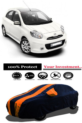 Amexride Car Cover For Nissan Micra K13k (With Mirror Pockets)(Orange)