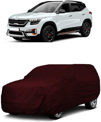 ANTOFY Car Cover For Kia Seltos HTX 1.5 Dual Tone (With Mirror Pockets)(Maroon)