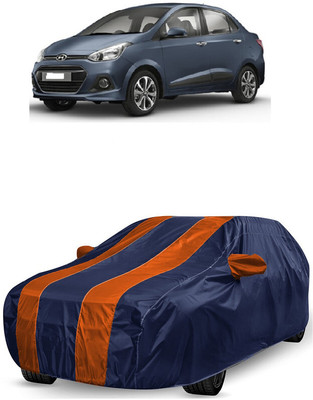 ANTOFY Car Cover For Hyundai Xcent 1.1 CRDi S (With Mirror Pockets)(Orange, Blue)