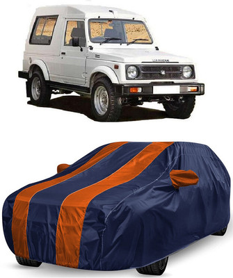 ANTOFY Car Cover For Maruti Suzuki Gypsy King (With Mirror Pockets)(Orange, Blue)