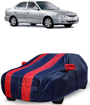 ANTOFY Car Cover For Hyundai Accent 1.5i (With Mirror Pockets)(Red, Blue)