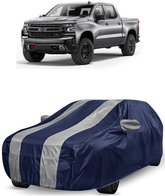 ANTOFY Car Cover For Chevrolet Silverado 6.2L (With Mirror Pockets)(White, Blue)