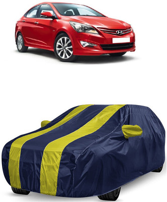 ANTOFY Car Cover For Hyundai Verna Fluidic DTHR (With Mirror Pockets)(Yellow, Blue)