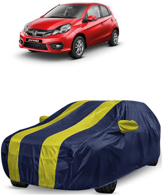 ANTOFY Car Cover For Honda Brio (With Mirror Pockets)(Yellow, Blue)