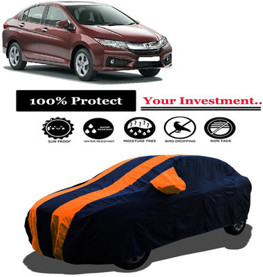 Amexride Car Cover For Honda City i DTec VX Option (With Mirror Pockets)(Orange)