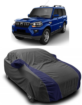 ANTOFY Car Cover For Mahindra Scorpio S2 7 Seater (With Mirror Pockets)(Grey, Blue)