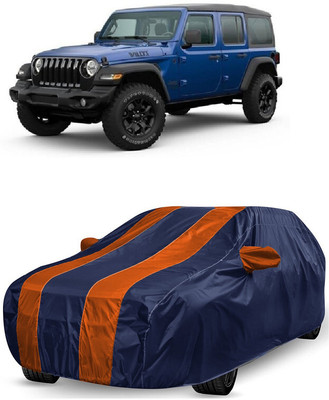 ANTOFY Car Cover For Jeep Wrangler Unlimited 4X4 (With Mirror Pockets)(Orange, Blue)